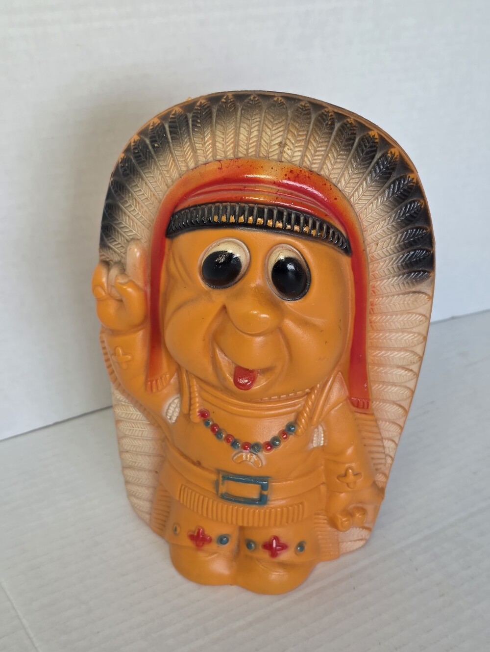 Vintage 1970's Indian Chief Reliable Piggy Bank Indigenous Collectible Canada